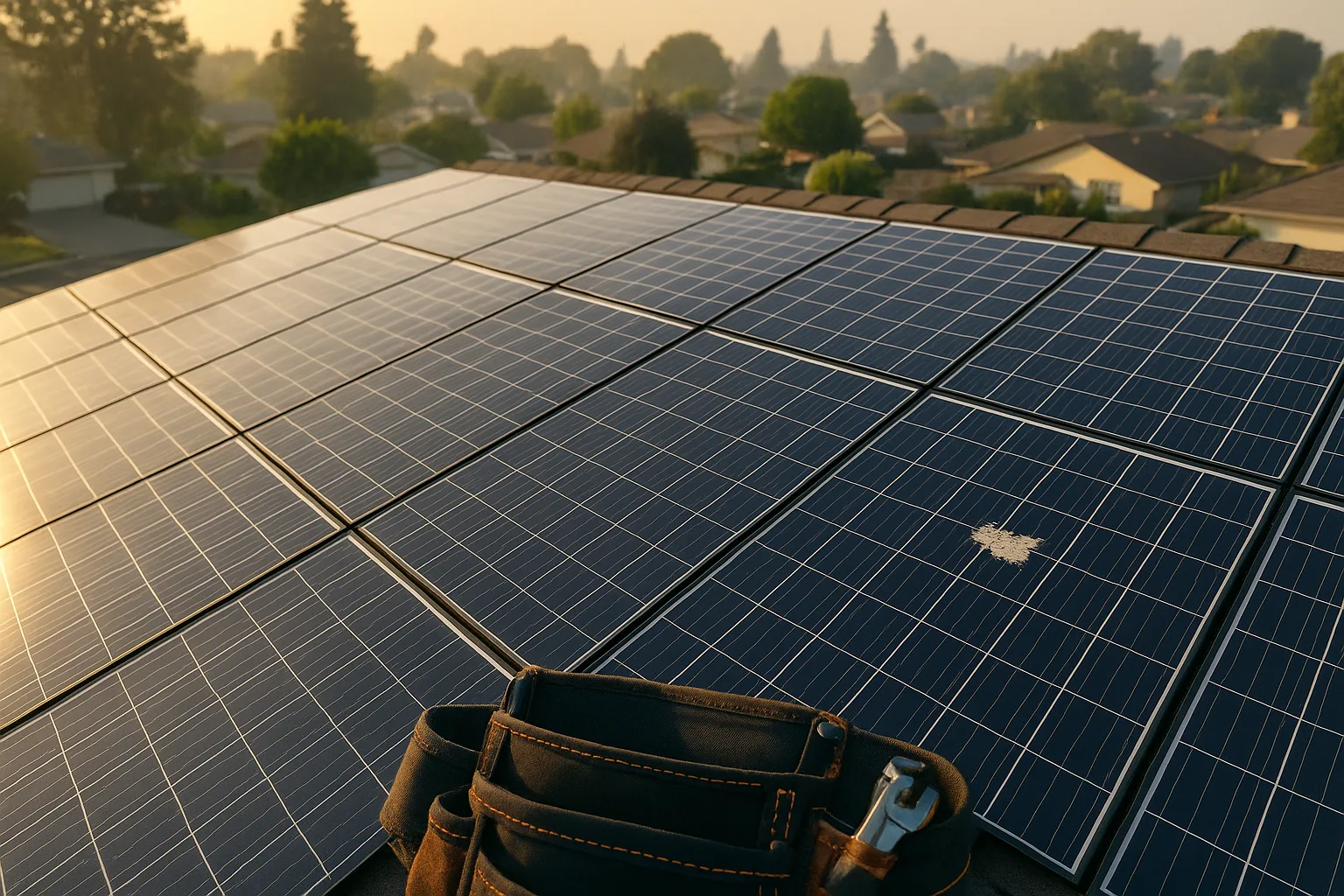 Residential solar panel array with battery storage unit installed in a Minnesota home garage